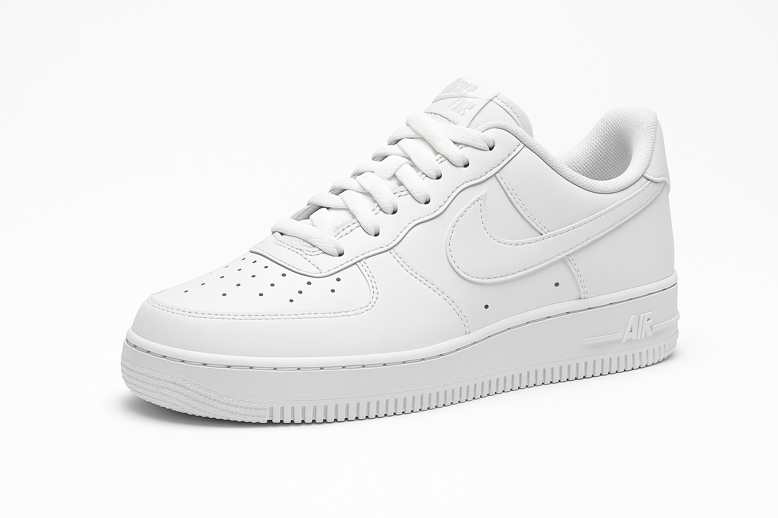 Nike Air Force 1 White - Three-Quarter Front View